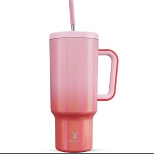 40oz Tumbler with Handle Pink Red Ombre Gradient Valentine's Tumbler